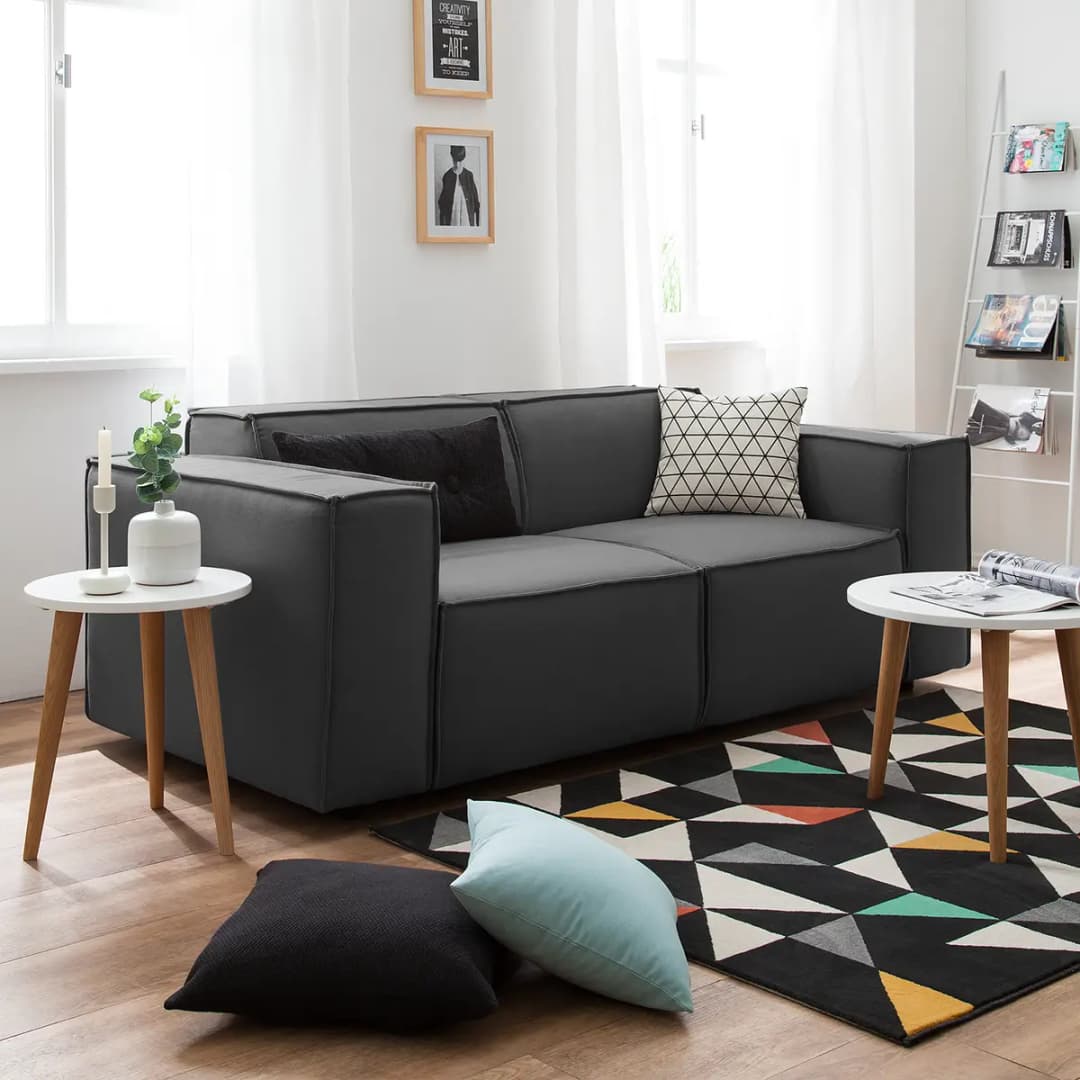 2-Sitzer Sofa Grau/Anthrazit Webstoff Osta | Grau