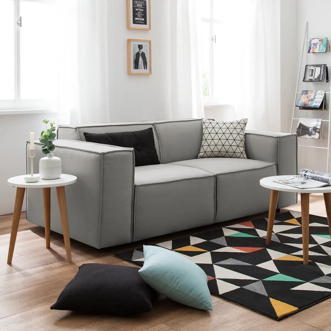 2-Sitzer Sofa Grau/Graubraun Webstoff Osta | Braun