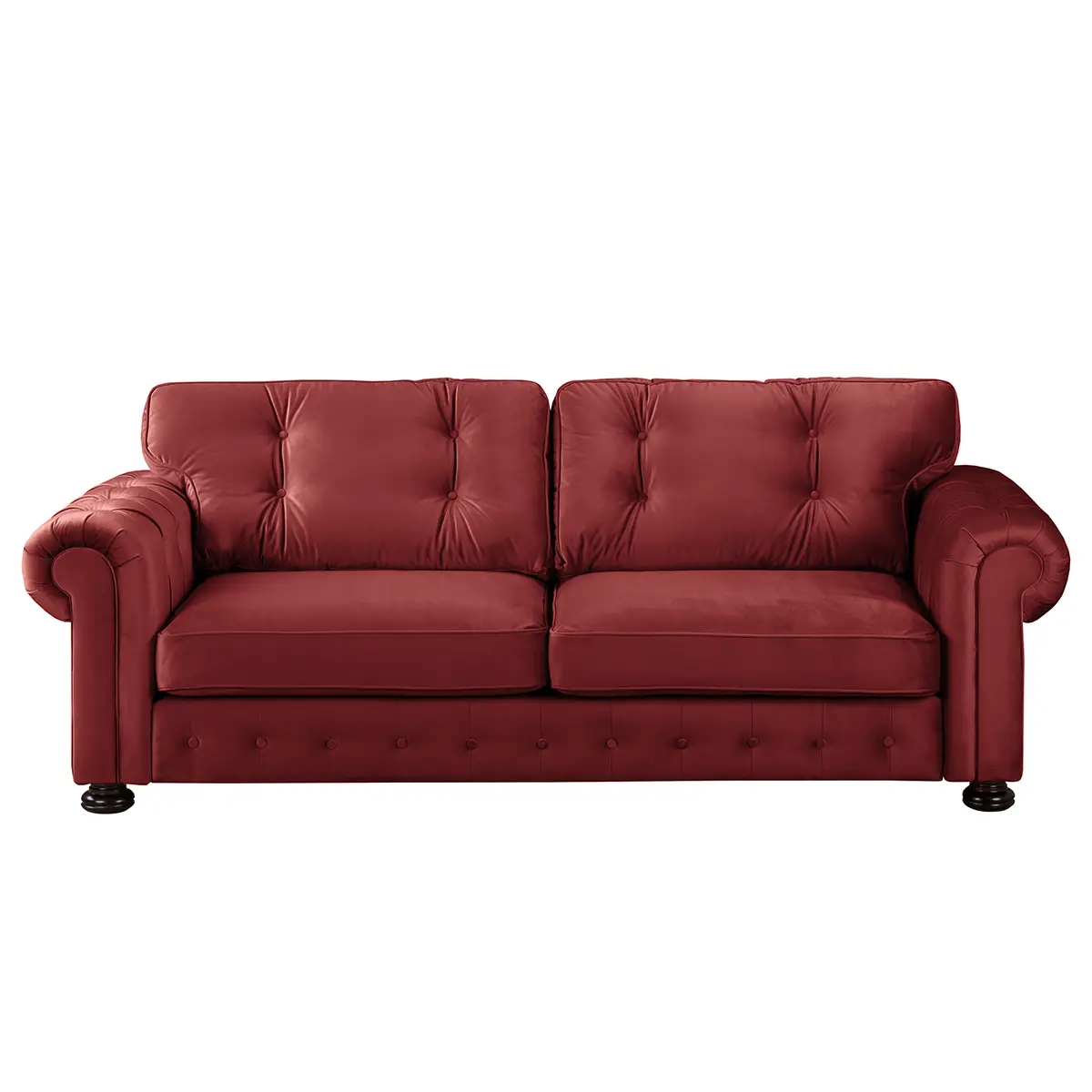 Sofa 3-Sitzer Rot/Rot Samt | Rot