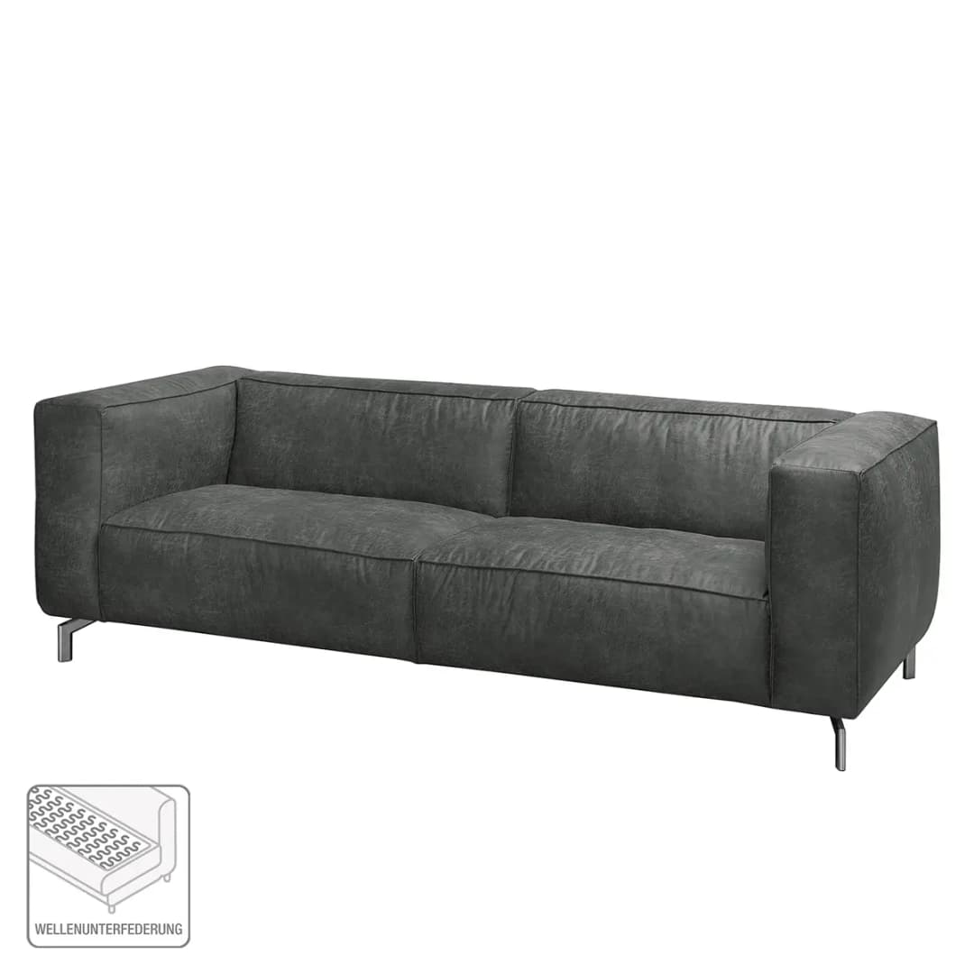 Sofa 3-Sitzer Antiklederlook Grau | Grau