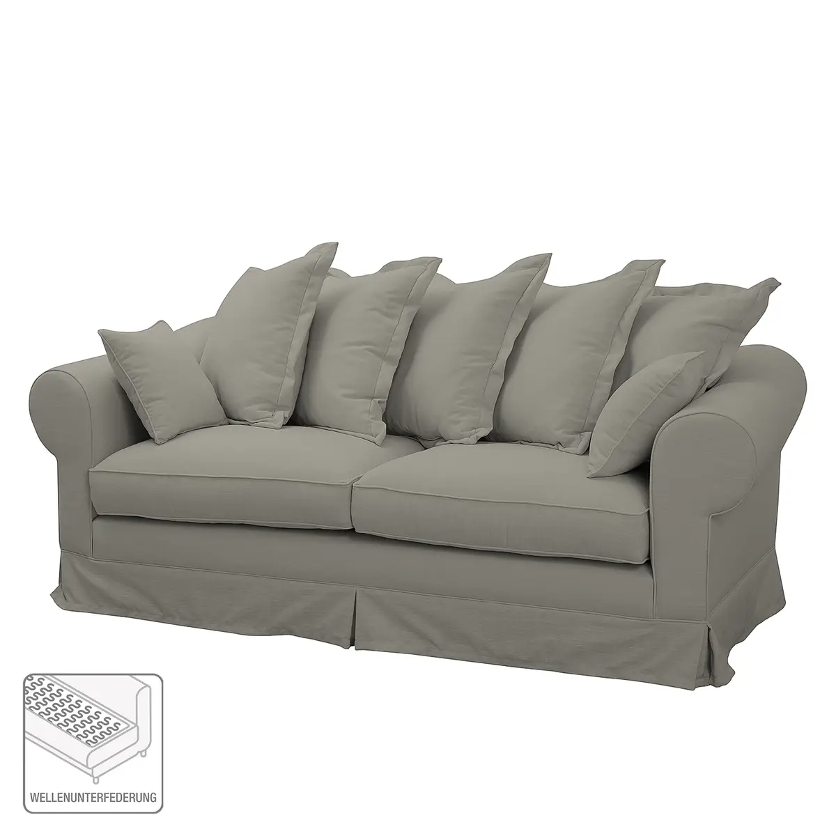 Sofa 3-Sitzer Webstoff Grau/Matt Sandgrau | Grau