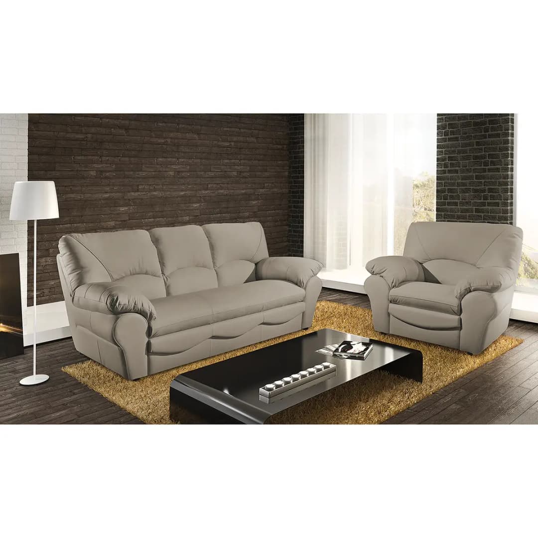 Sessel Echtleder Grau/Taupe | Grau