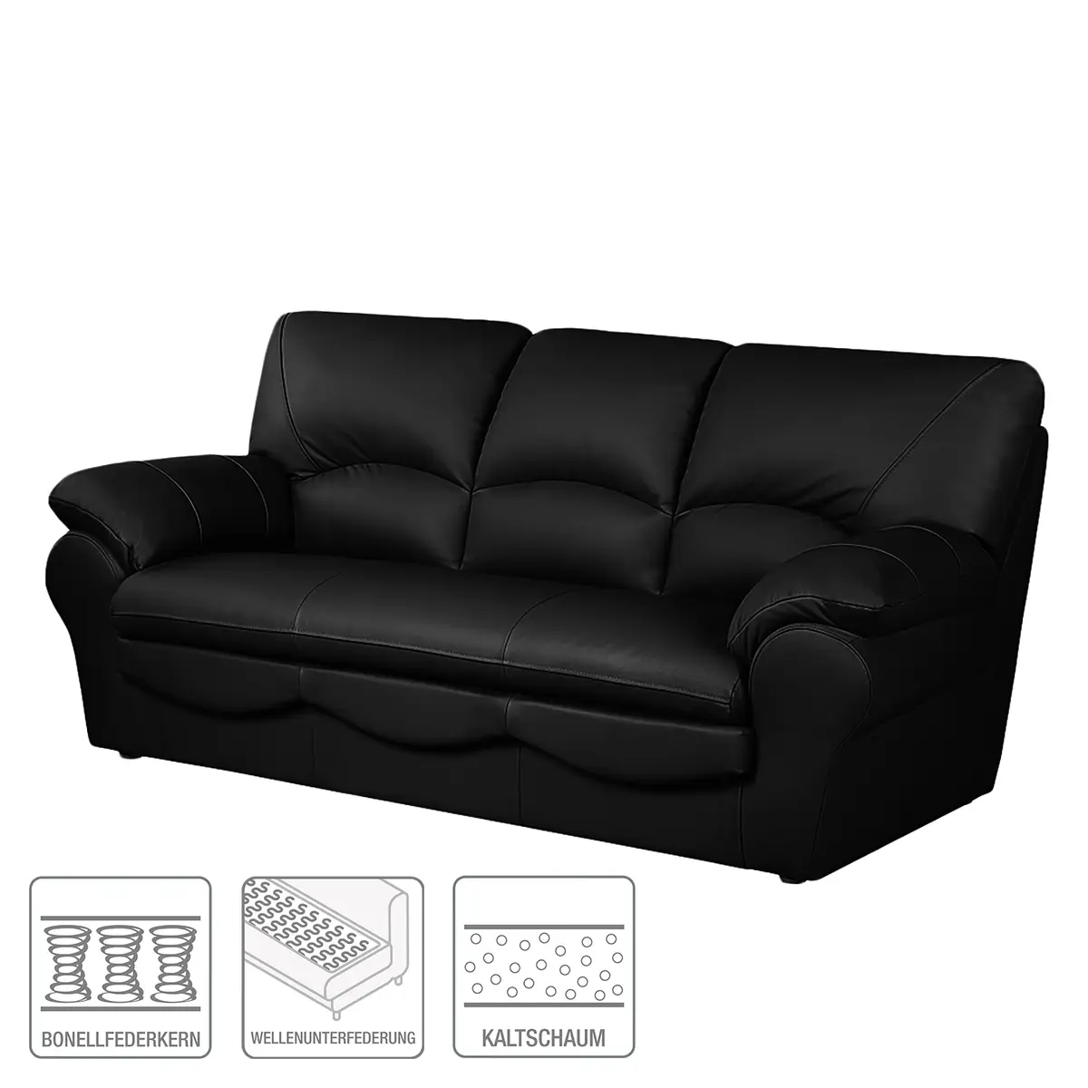 3-Sitzer Sofa Kunstleder Solis | Schwarz