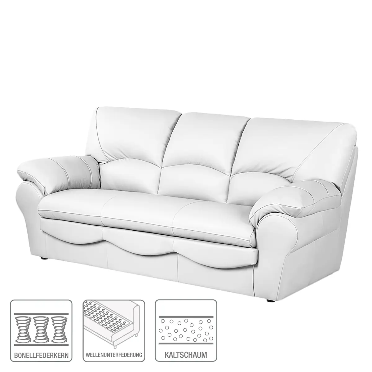 3-Sitzer Sofa Kunstleder Weiß | Weiß