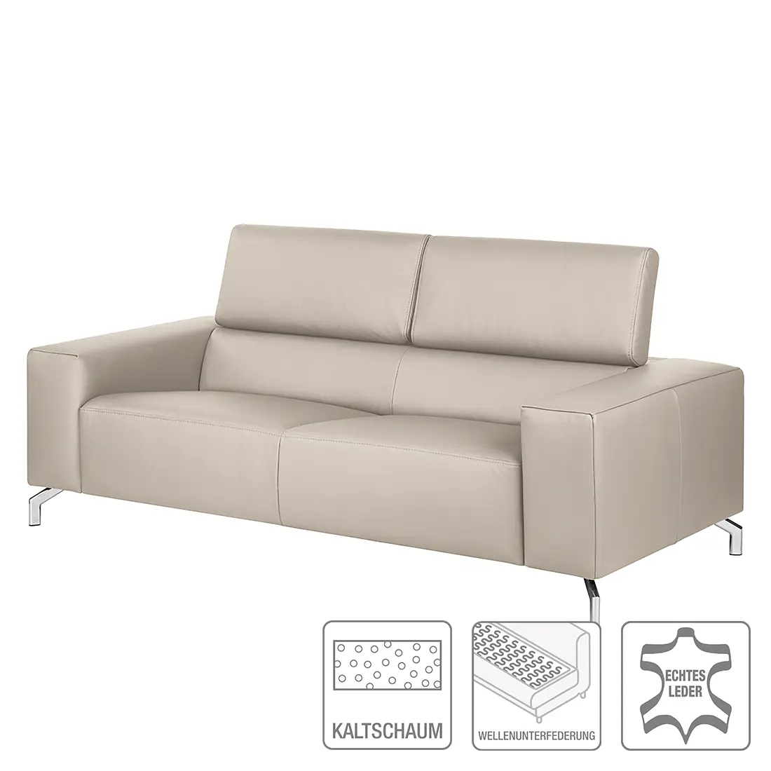 Sofa 2,5-Sitzer Echtleder Grau/Taupe | Grau