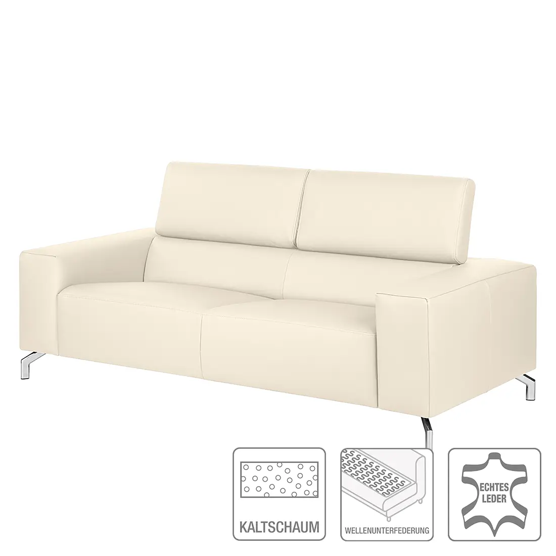 Sofa 2,5-Sitzer Echtleder Weiß | Weiß