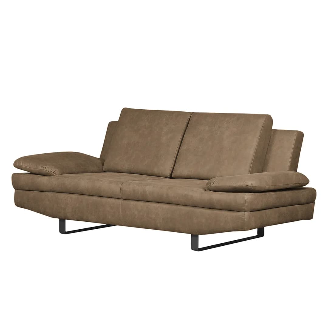 Sofa 2-Sitzer Antiklederlook Braun/Schlamm Microfaser Priya