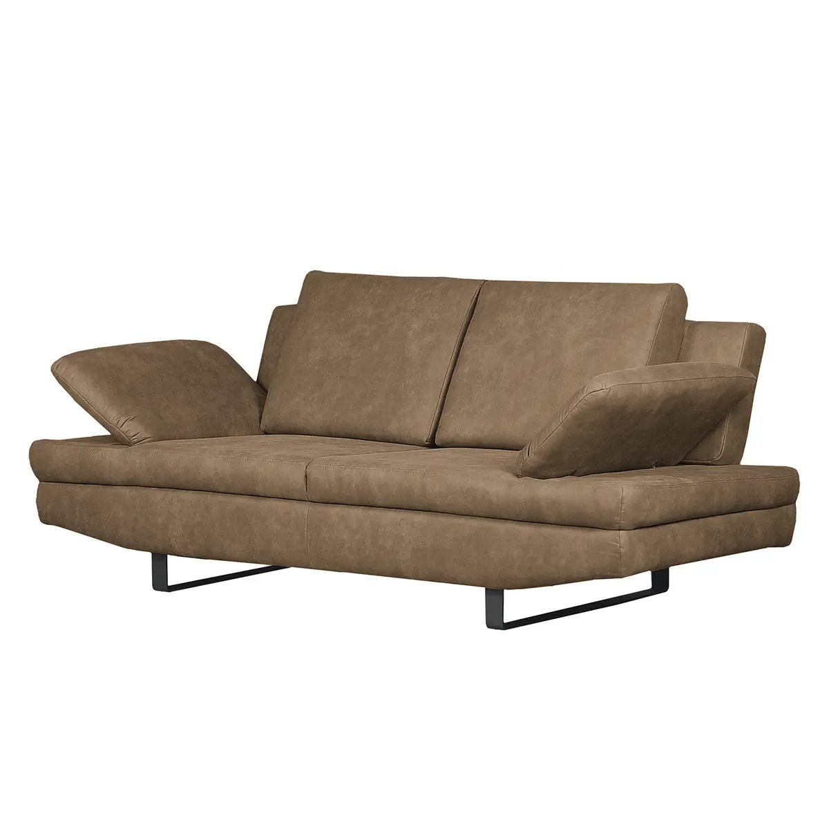 Sofa 2-Sitzer Antiklederlook Braun/Schlamm Microfaser Priya