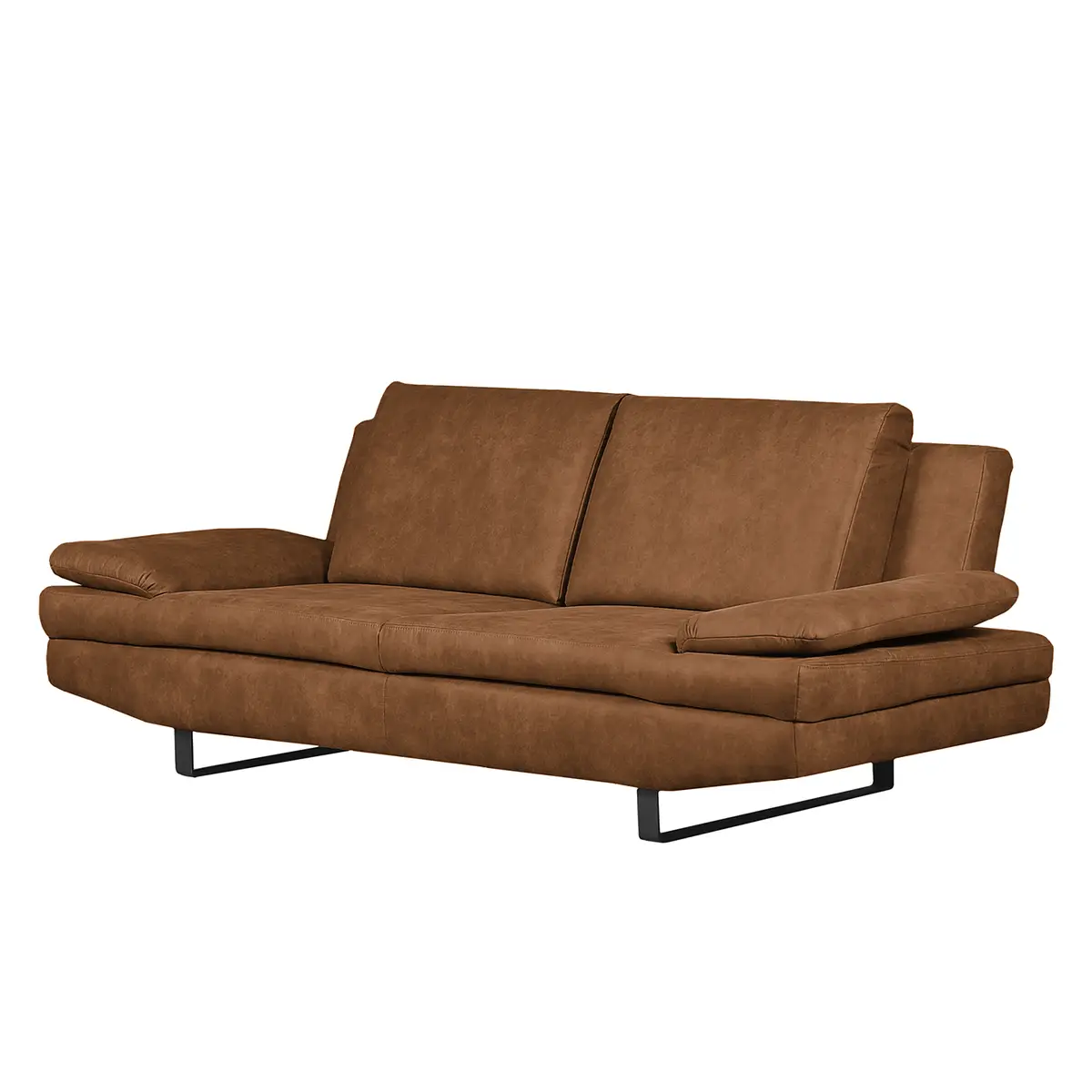 Sofa 3-Sitzer Antiklederlook Braun/Cognac Microfaser Priya
