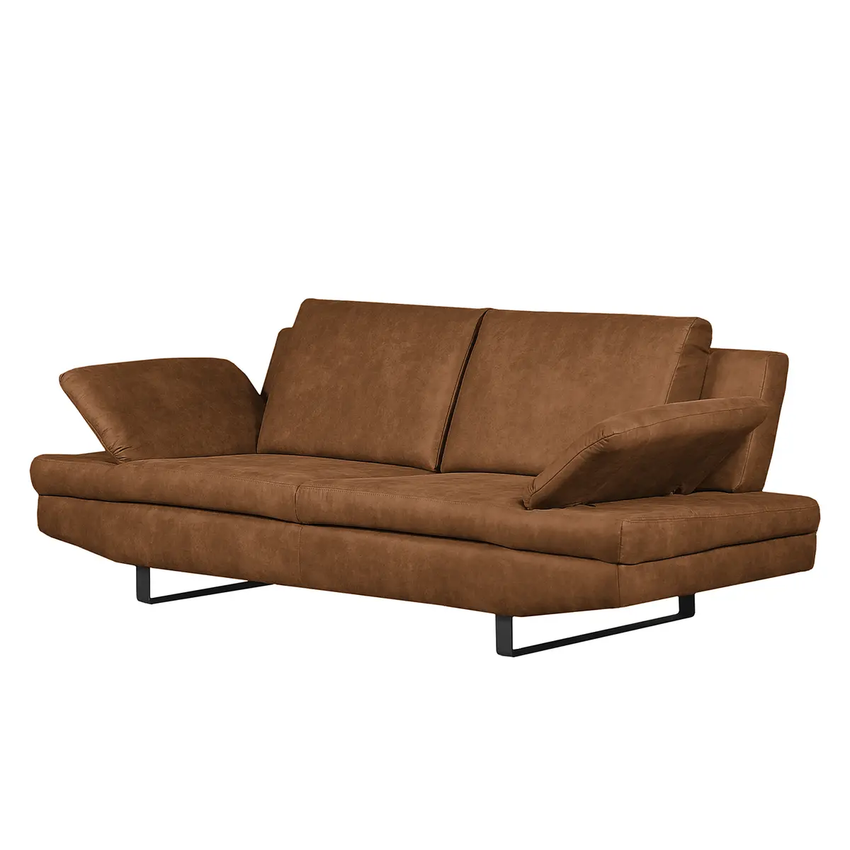 Sofa 3-Sitzer Antiklederlook Braun/Cognac Microfaser Priya