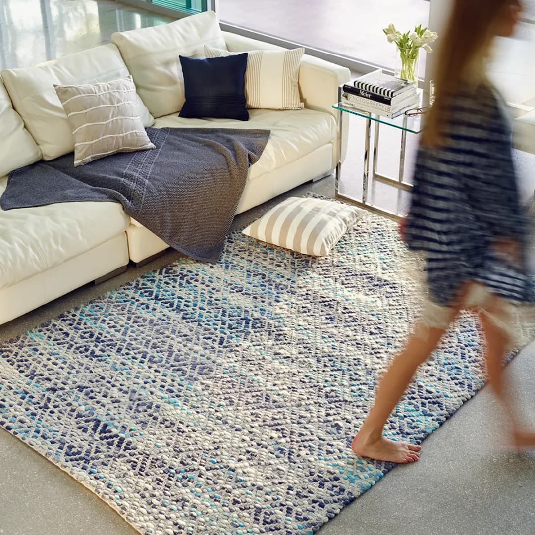 Wollteppich Smooth Comfort Diamond Blau/Blau 140 x 200cm | Blau