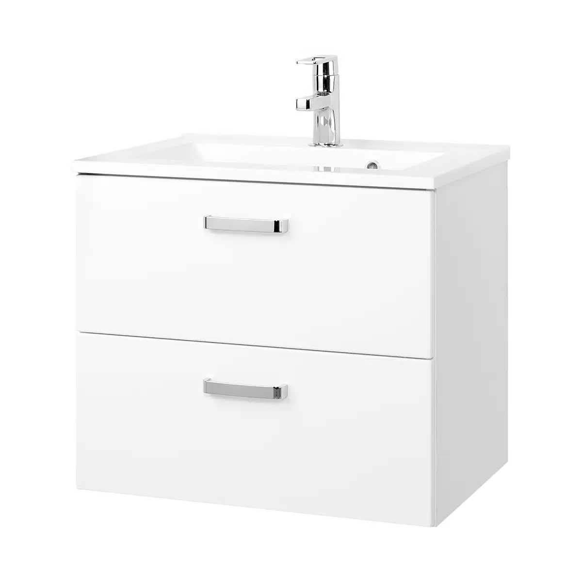 Badezimmerset 2-teilig 60cm Weiß/Hochglanz Weiß/Weiß | Weiß
