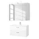 Badezimmerset 2-teilig 90cm Weiß/Hochglanz Weiß/Weiß | Weiß