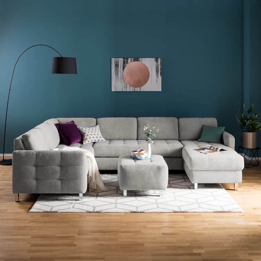 Wohnlandschaft Grau/Granit Strukturstoff | Grau