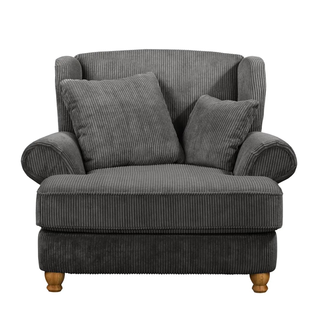 XXL Sessel Cord Grau/Grau Webstoff | Grau