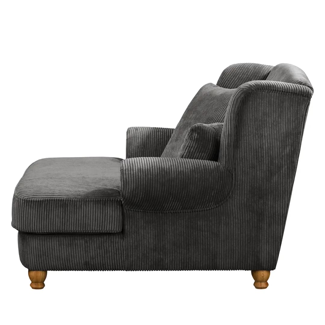XXL Sessel Cord Grau/Grau Webstoff | Grau