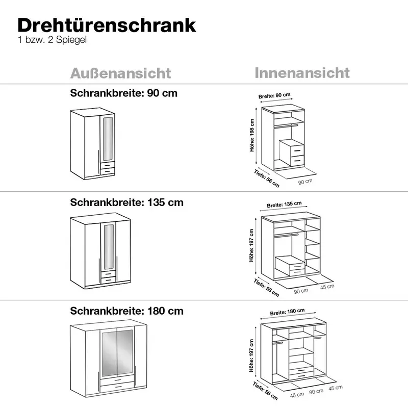 Drehtürenschrank Nuevo | Weiß