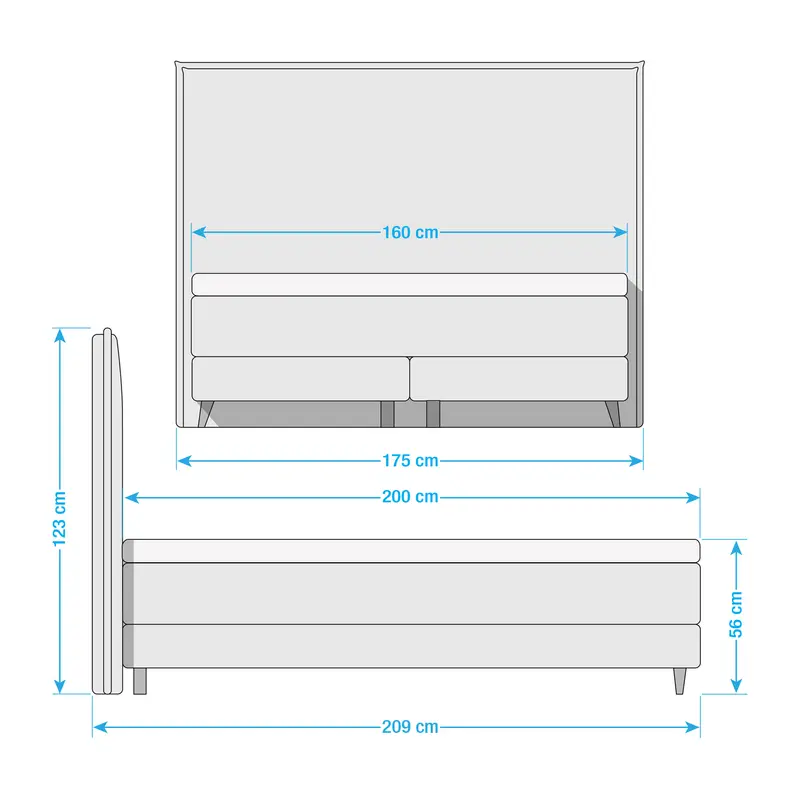 Boxspringbett Klassisch 160 x 200cm Webstoff Meara | Braun