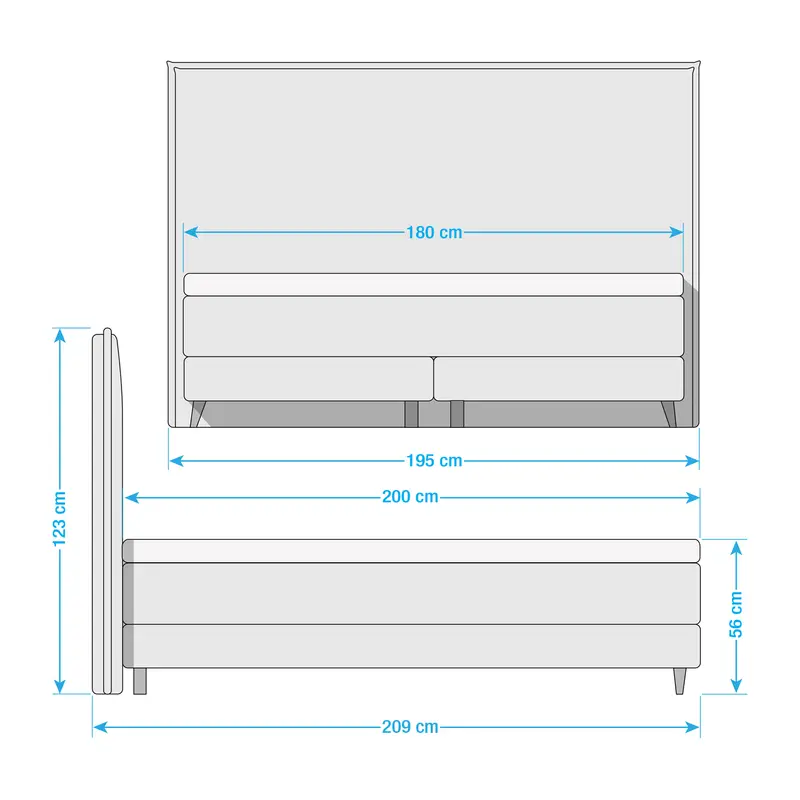 Boxspringbett Klassisch 180 x 200cm Webstoff Meara | Braun