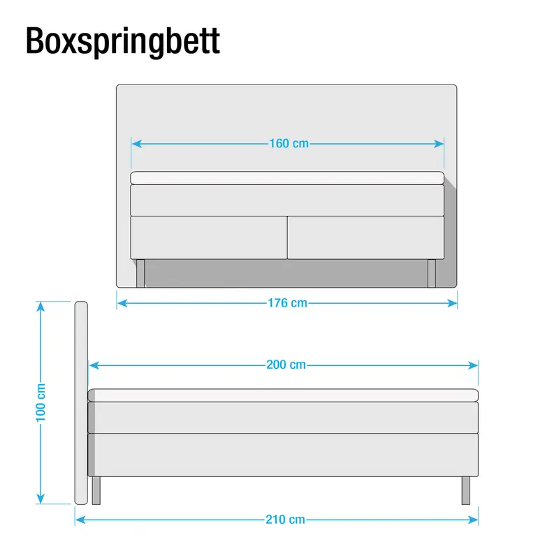 Boxspringbett Hedensted | Grau