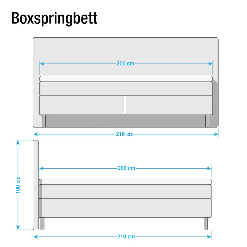 Boxspringbett Hedensted | Grau