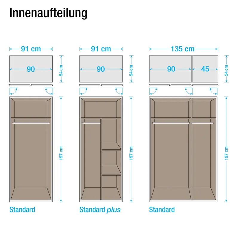 Drehtürenschrank I 136 x 197 x 54cm Braun Sonoma Eiche Dekor