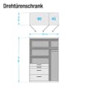 Drehtürenschrank Homburg II 136cm Weiß/Graumetallic mit | Weiß