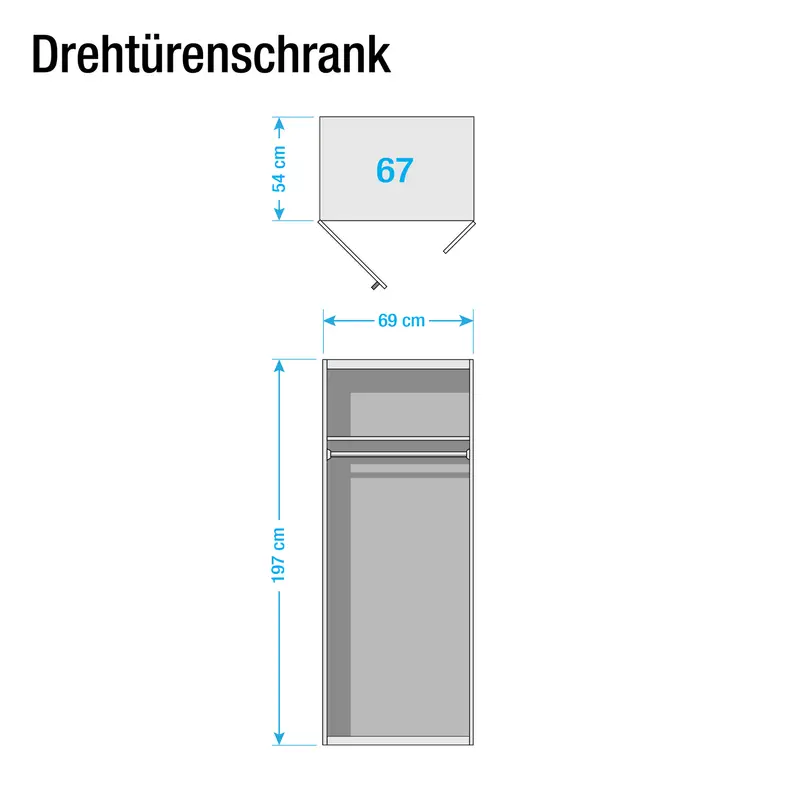 Drehtürenschrank Minosa I 69cm Weiß | Weiß