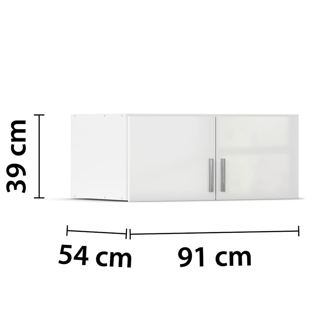 home24 Schrankaufsatz 91cm Weiß/Hochglanz Weiß/Alpinweiß | Weiß
