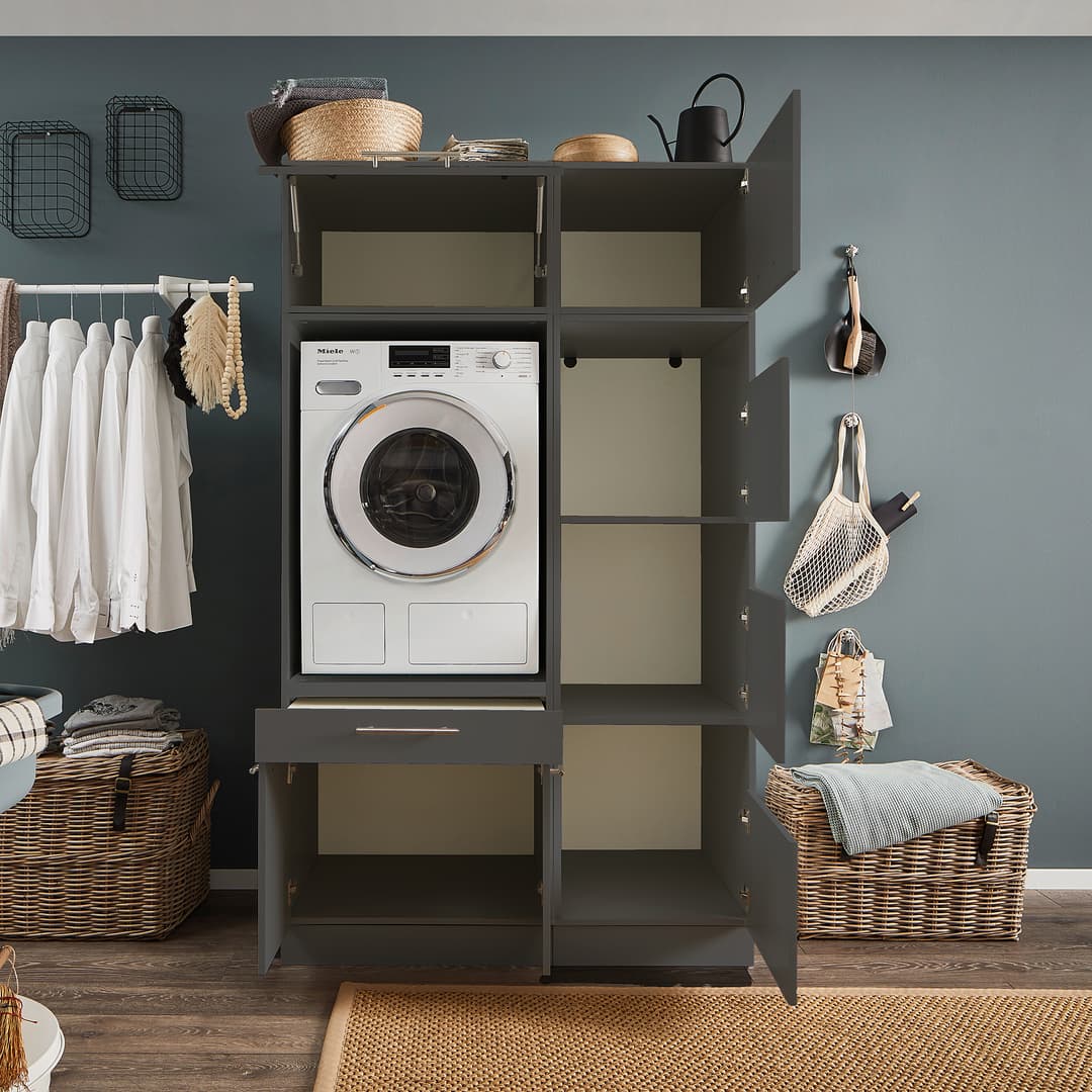 home24 Laundreezy Waschturm-Kombination | Schwarz