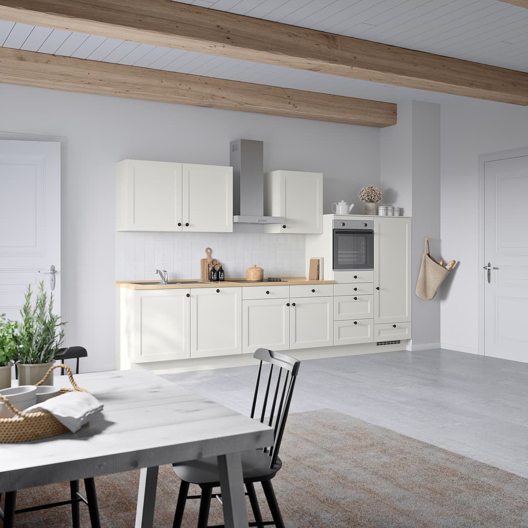 Küchenzeile Low-Line Variante D 360cm | Weiß