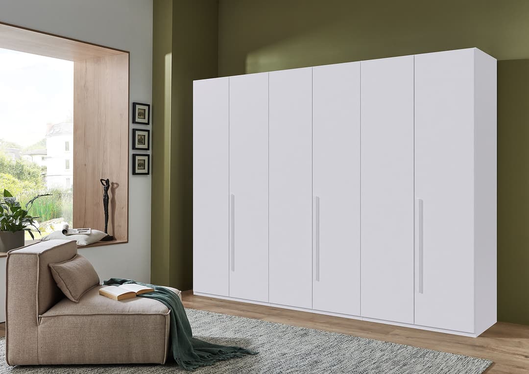 home24 Drehtürenschrank London 270cm Weiß/Weiß Basic | Weiß