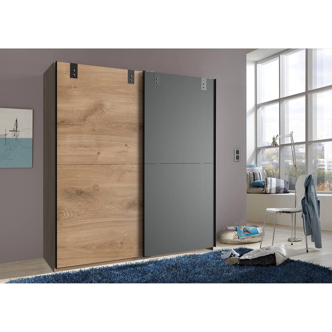 home24 Schwebetürenschrank Cardiff 180cm Braun | Braun