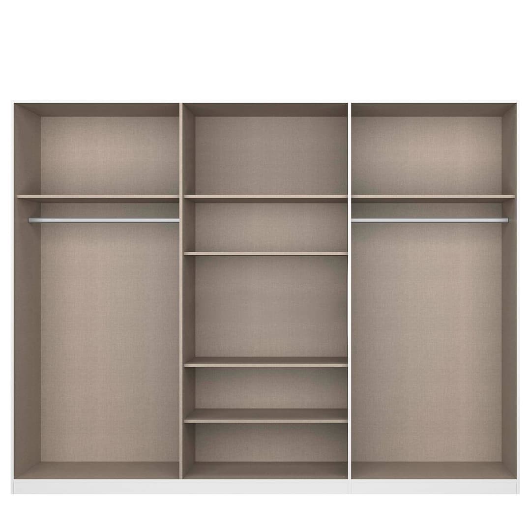 Drehtürenschrank Alabama 271 x 210cm Weiß/Hochglanz Weiß/Grau Classic