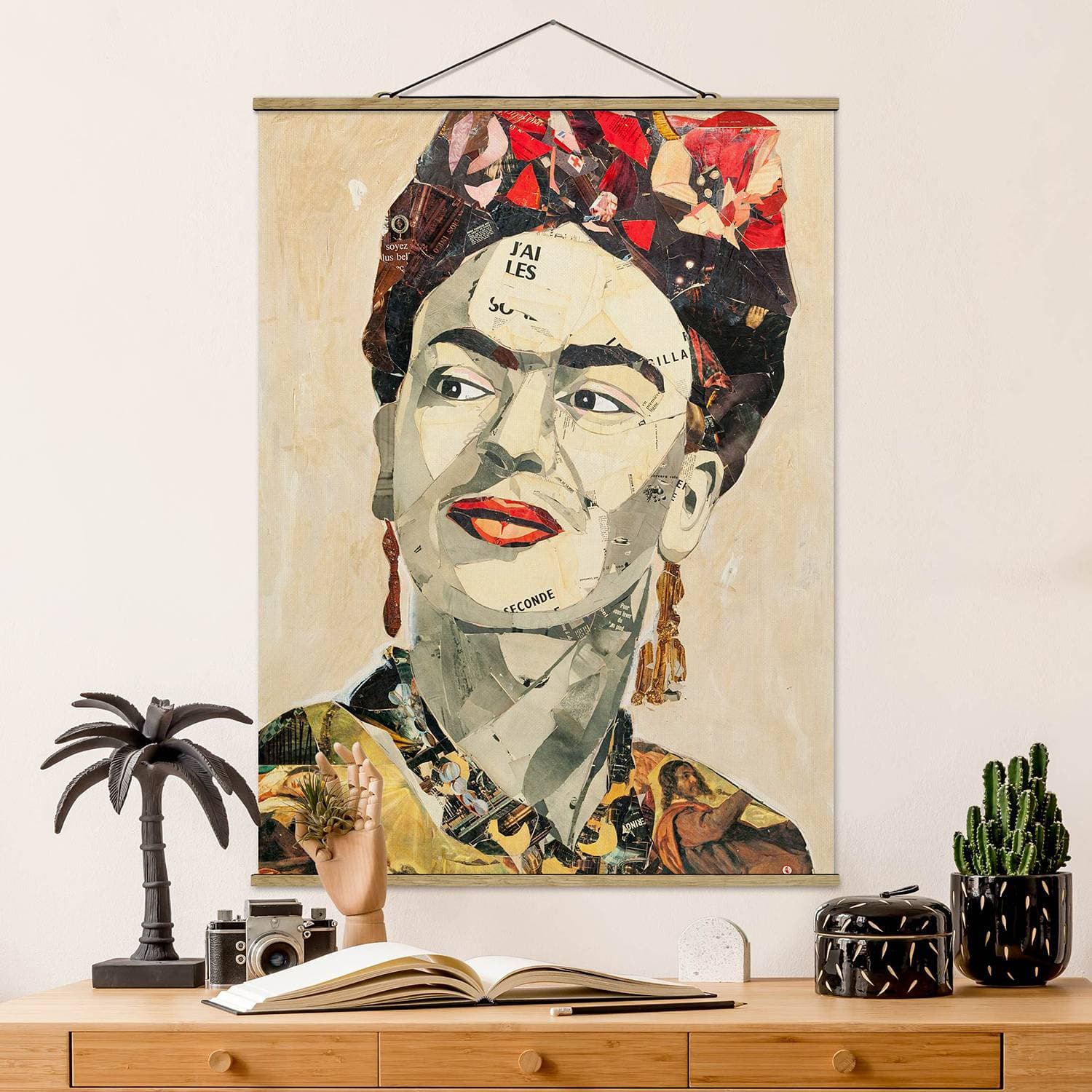 Stoffbild Frida Kahlo Collage No.2 | Mehrfarbig
