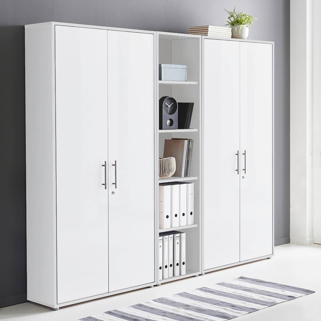 home24 Schrankwand IV 3-teilig Weiß/Weiß | Weiß
