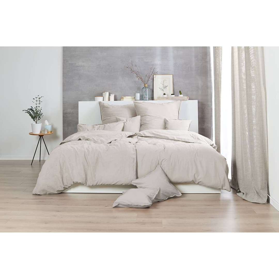 home24 Renforce-Bettwäsche Stonewashed Pure | Beige