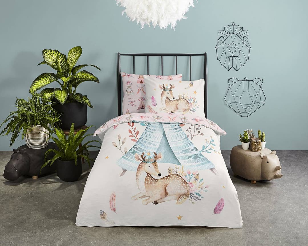 home24 Kinderbettwäsche Boho 140 x 240cm Multicolor | Mehrfarbig