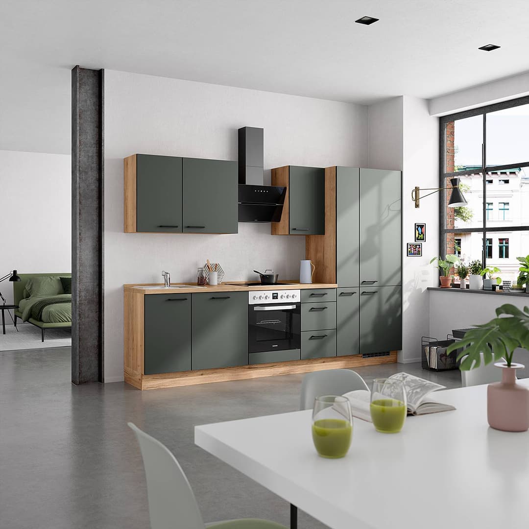 Küchenzeile High-Line Kombi B 300cm | Grün
