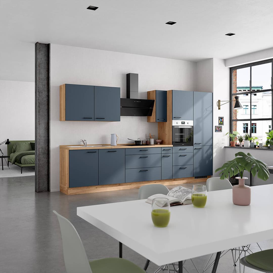 home24 Küchenzeile High-Line Kombi D | Blau