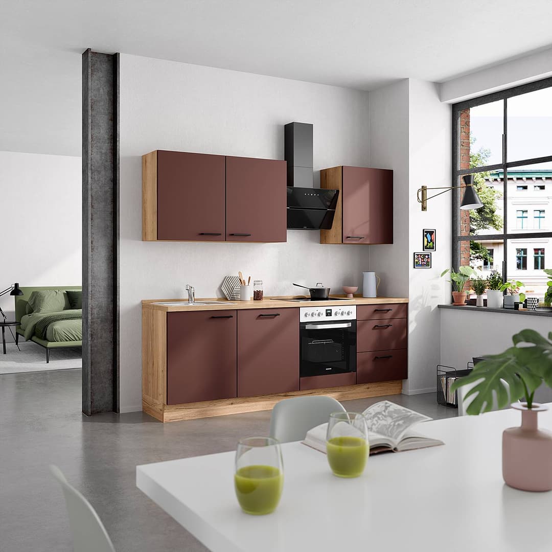 Küchenzeile High-Line Kombi C 240cm | Rot
