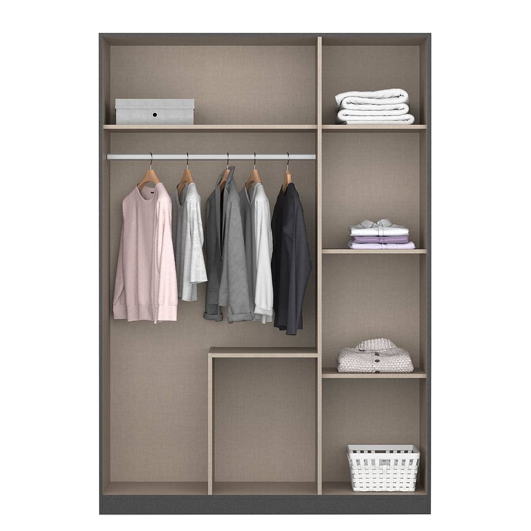 home24 Drehtürenschrank 136cm Braun/Grau | Braun