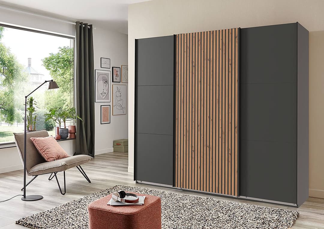 Schwebetürenschrank Andorra 250cm | Grau