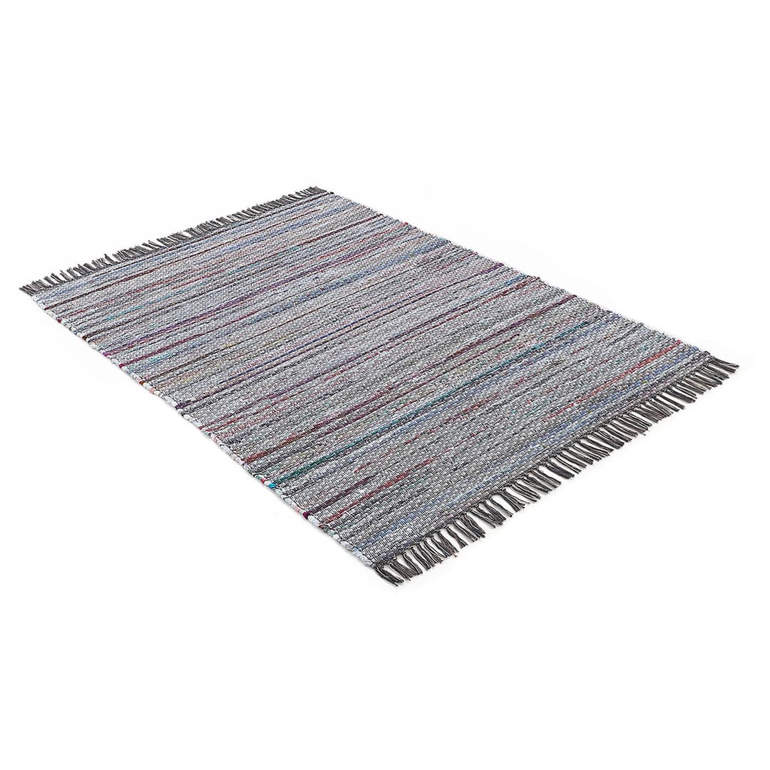 home24 Baumwollteppich Kelim Chindi Grau/Grau 60 x 110cm | Grau