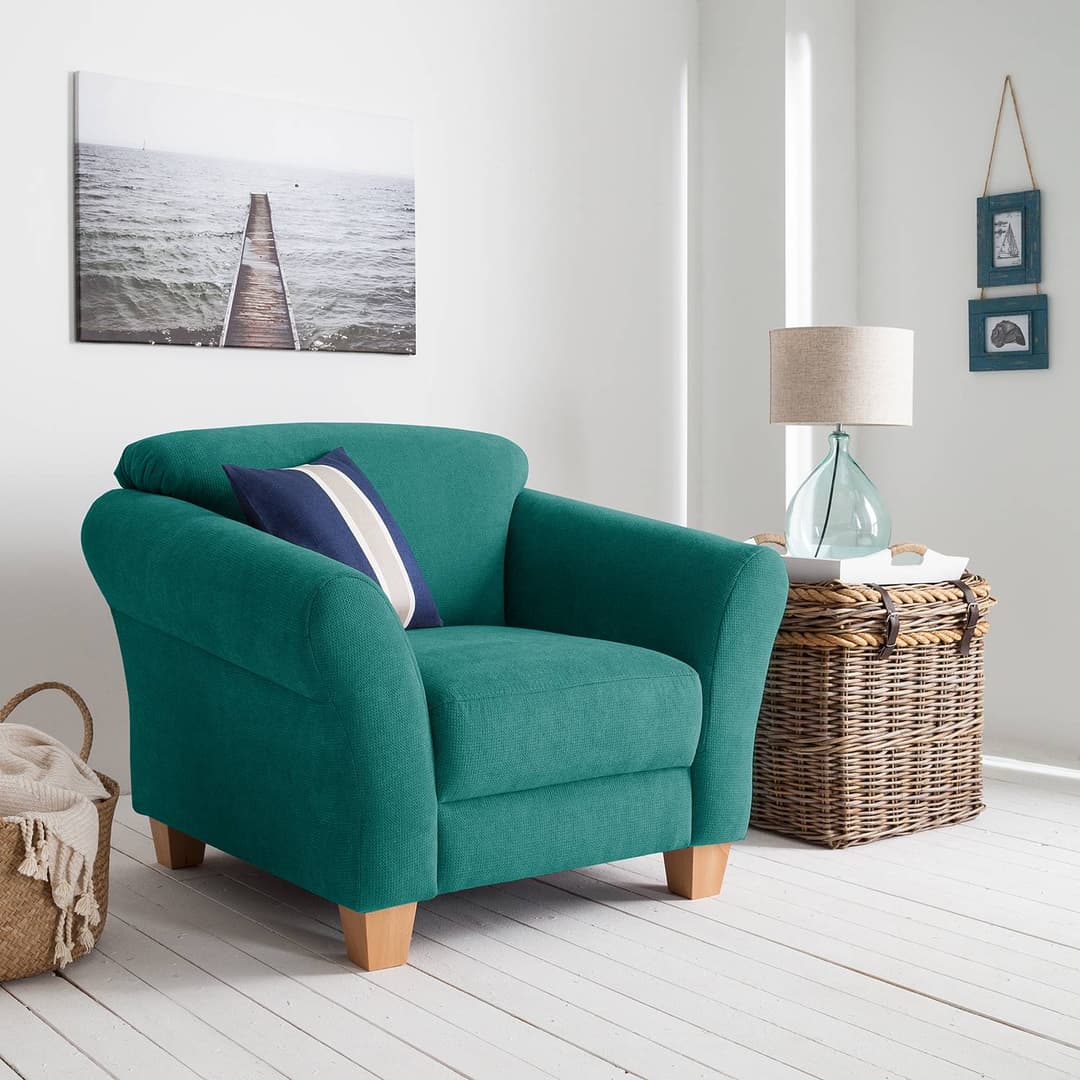 home24 Sessel Webstoff Blau/Petrol | Blau
